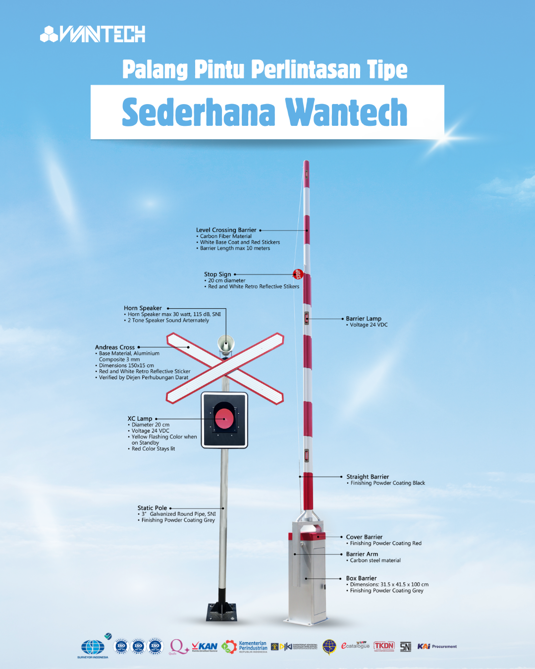 Palang Pintu Perlintasan Tipe Wantech Sederhana